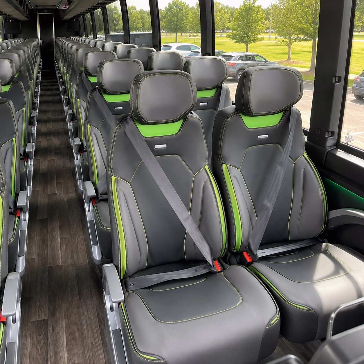 56 passenger charter bus inside